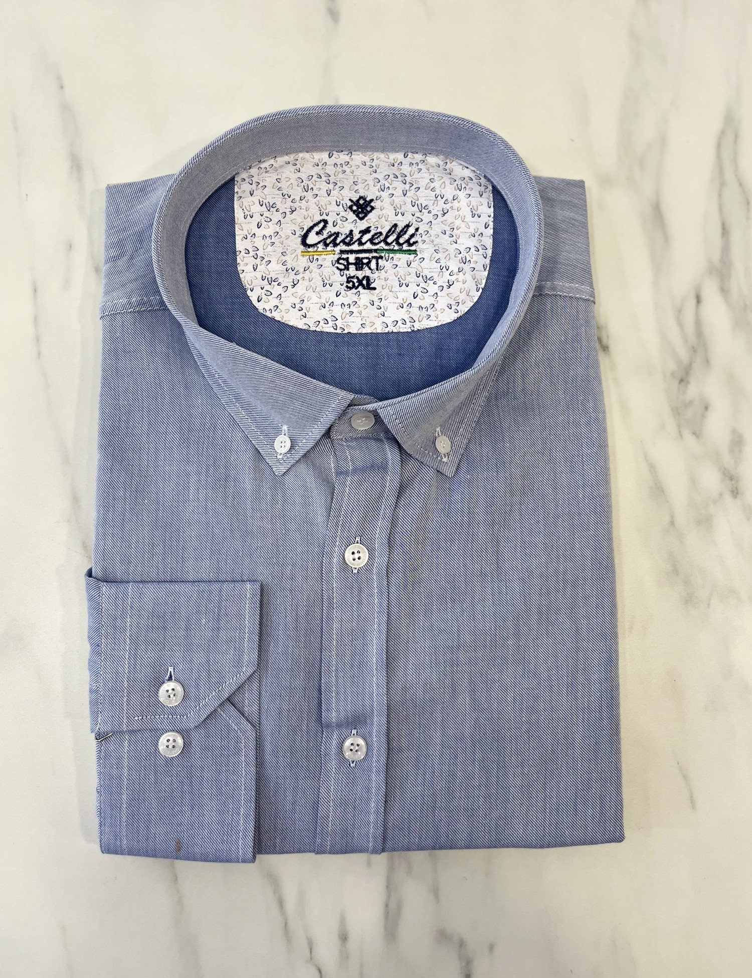 CASTELLI Ανδρικό σιέλ πουκάμισο με γιακά CA2523